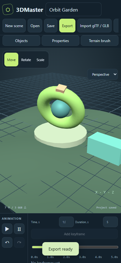 3DMaster мобильный интерфейс